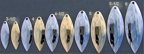 walleye spinner blade size chart