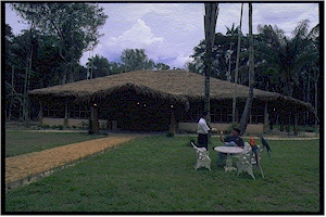 Outside view of the luxurious Rio Negro Lodge, the most comfortable fishing facility in the Amazon region of South America.