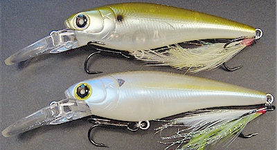 (2) Lucky Craft Made Japan Flat CB SR Floating 2 1/2'' Crankbaits  Chartreuse Shad