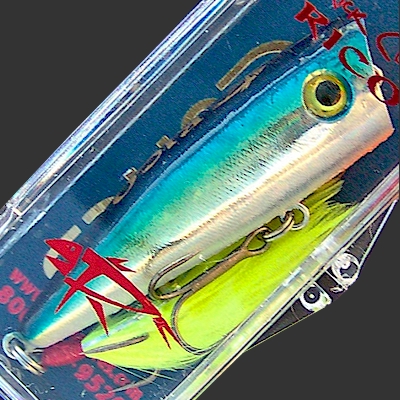 Vintage Rebel Pop R Topwater Fishing Lure￼ Holographic Teal White