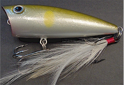 Creme's Mad Dad 3-1/2 Topwater Jitter Popper Vintage Fishing Lure, Yellow